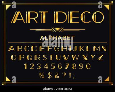 Art Deco Font. Golden 1920S Decorative Letters, Vintage Fashion Typography  And Old Gold Alphabet Vector Set Stock Vector Image & Art - Alamy