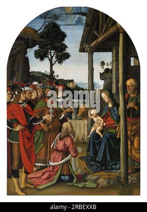 The Adoration of the Magi 1473 by Pietro Perugino Stock Photo