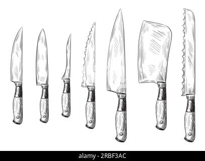 Knife Set Sketch Vector Illustration, Vectors