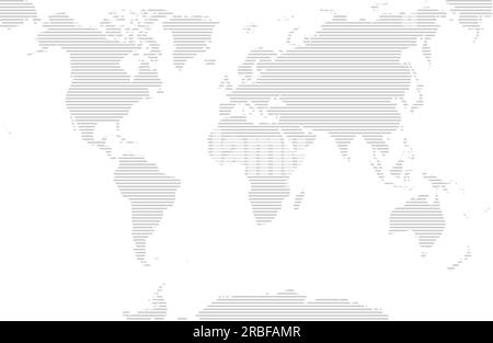 Gray striped world map on a white background. Vector illustration Stock Vector