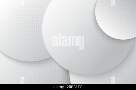 Abstract white and grey gradient pattern design of circle geometric design. Overlapping with halftone design background. Vector Stock Vector