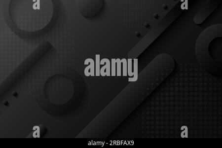 Abstract gradient grey and black minimal style of decorative artwork with halftone background. Overlapping design with free space artwork template. Stock Vector