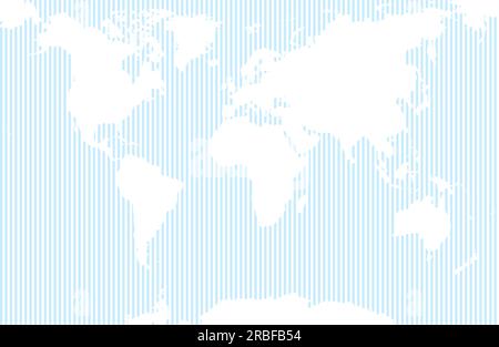 Vector Vertical Lines Pattern Map - Blue And White World Map With A Vertical Stripes Vector Illustration 2rbfb54 