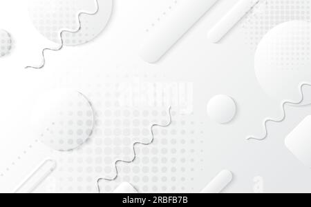 Abstract gradient white and grey color design with geometric shape decorative artwork. Overlapping with circles halftone design background. vector Stock Vector
