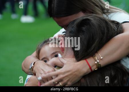 Lusail, Qatar, 18th. December 2022. Angel di Maria celebrate with his family to win the World Cup during the match between Argentina vs. France, Match Stock Photo