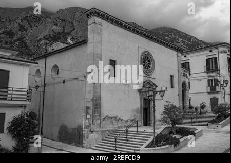 Parish Church of the Child Jesus or of Saints Nicholas and Clemente. It is located in Piazza Umberto I, in front of the town hall. The original buildi Stock Photo