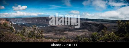 Panoramic view of the Kilauea crater in volcano national park Stock Photo