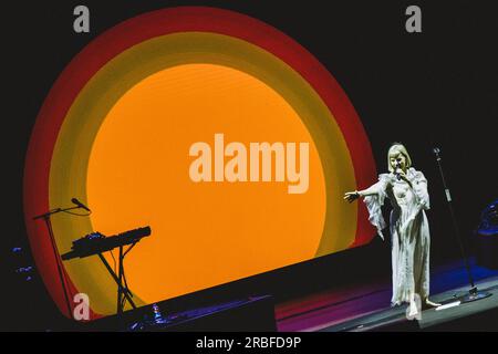 Singer Aurora Aksnes performs live in a concert at the Auditorium Parco