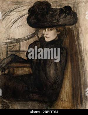 Lady with Black Veil 1896 by Jozsef Rippl-Ronai Stock Photo