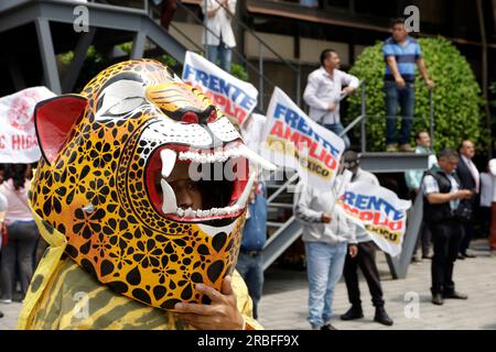 Non Exclusive: July 8, 2023, Mexico City, Mexico: Supporters of the senator and candidate for the direction of the Broad Front for Mexico for the pres Stock Photo