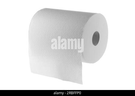 Big white hand paper Towel Roll isolated on white with clipping path included Stock Photo