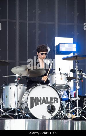 Glasgow, UK. 08th July, 2023. Ryan McMahon of Inhaler performing at TRNSMT 2023 Glasgow Green Glasgow Credit: Glasgow Green at Winter Time/Alamy Live News Stock Photo