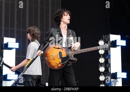 Glasgow, UK. 08th July, 2023. Elijah Hewson of Inhaler performing at TRNSMT 2023 Glasgow Green Glasgow Credit: Glasgow Green at Winter Time/Alamy Live News Stock Photo