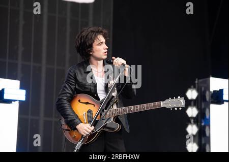 Glasgow, UK. 08th July, 2023. Elijah Hewson of Inhaler performing at TRNSMT 2023 Glasgow Green Glasgow Credit: Glasgow Green at Winter Time/Alamy Live News Stock Photo