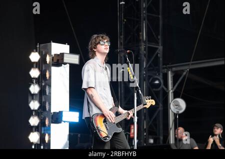 Glasgow, UK. 08th July, 2023. Robert Keating of Inhaler performing at TRNSMT 2023 Glasgow Green Glasgow Credit: Glasgow Green at Winter Time/Alamy Live News Stock Photo