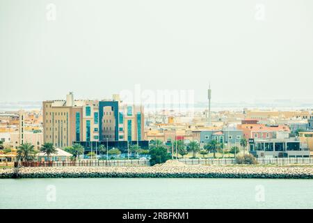 Dammam coastline downtown panorama view from Murjan island, Saudi Arabia Stock Photo