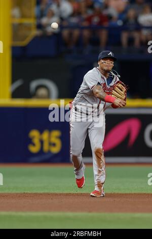 Atlanta Braves' Orlando Arcia bats against the Chicago White Sox during a  baseball game Friday, July 14, 2023, in Atlanta. (AP Photo/John Bazemore  Stock Photo - Alamy