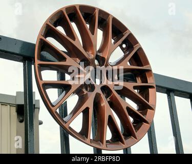 powder coated car wheels Stock Photo