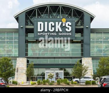 Dick's Sporting Goods store is the largest American sporting goods store with over 800 locations throughout the United States. Stock Photo