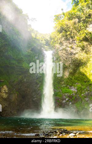 Tappia water falls near Batad rice terraces in Banaue - Philippines. Vertical image with copy space for text Stock Photo