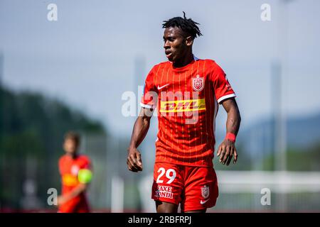 Salzburg, Austria. 08th, July 2023. Mario Dorgeles (29) of FC Nordsjaelland seen during a pre-season test match between FC Red Bull Salzburg and FC Nordsjaelland at Maximarkt Sportpark in Salzburg. (Photo credit: Gonzales Photo - Dejan Obretkovic). Stock Photo