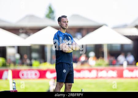 Salzburg, Austria. 08th, July 2023. Head coach Matthias Jaissle of FC Red Bull Salzburg seen during a pre-season test match between FC Red Bull Salzburg and FC Nordsjaelland at Maximarkt Sportpark in Salzburg. (Photo credit: Gonzales Photo - Dejan Obretkovic). Stock Photo