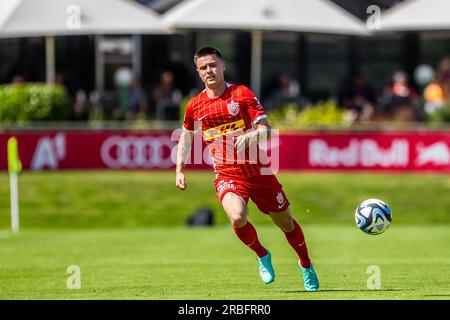 Salzburg, Austria. 08th, July 2023. Oliver Villadsen (23) of FC Nordsjaelland seen during a pre-season test match between FC Red Bull Salzburg and FC Nordsjaelland at Maximarkt Sportpark in Salzburg. (Photo credit: Gonzales Photo - Dejan Obretkovic). Stock Photo