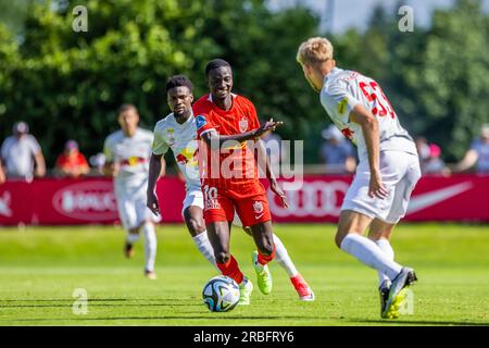 Salzburg, Austria. 08th, July 2023. Mohamed Diomande (10) of FC Nordsjaelland seen during a pre-season test match between FC Red Bull Salzburg and FC Nordsjaelland at Maximarkt Sportpark in Salzburg. (Photo credit: Gonzales Photo - Dejan Obretkovic). Stock Photo