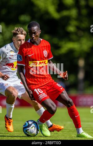 Salzburg, Austria. 08th, July 2023. Mohamed Diomande (10) of FC Nordsjaelland seen during a pre-season test match between FC Red Bull Salzburg and FC Nordsjaelland at Maximarkt Sportpark in Salzburg. (Photo credit: Gonzales Photo - Dejan Obretkovic). Stock Photo