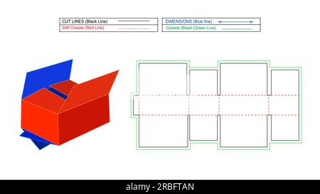 Corrugated box styles, corrugated shipping box, colour editable and changeable box, die line template and 3d box. Stock Vector