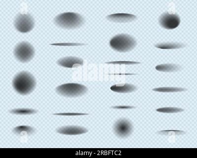 Circle shadows template. Realistic layout of different round shapes for circle lighting effects recent vector collection set isolated Stock Vector
