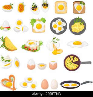 Realistic set of raw boiled fried chicken eggs eggshell container ...