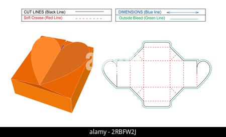 Heart Shape Box packaging die cut template design. 3d mock-up Stock ...