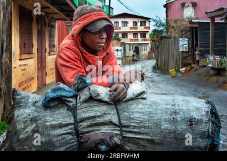 Coal for sale, Ambatolampy, Antsirabe, Antananarivo Province, Madagascar Central Highlands.  Four exploration permits and one mining and exploitation Stock Photo