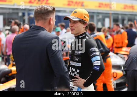 starting grid, grille de depart, PIASTRI Oscar (aus), McLaren F1 Team MCL60, portrait during the 2023 Formula 1 Aramco British Grand Prix, 10th round of the 2023 Formula One World Championship from July 7 to 9, 2023 on the Silverstone Circuit, in Silverstone, United Kingdom Stock Photo