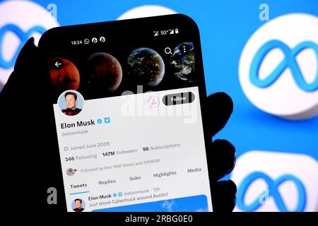 In this photo illustration, the Elon Mask X Profile is seen displayed
