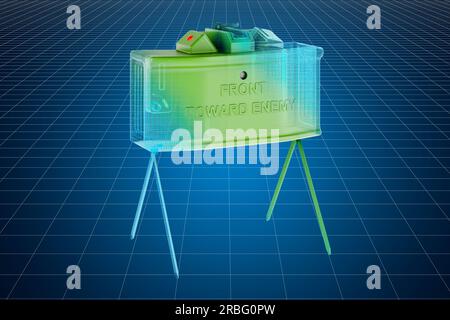 Visualization 3d cad model of anti-personnel mine, 3D rendering Stock Photo