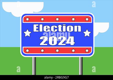 USA 2024 election vector background road sign in nature Stock Vector