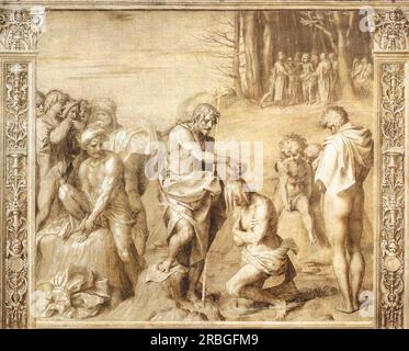 Baptism of the People 1517 by Andrea del Sarto Stock Photo