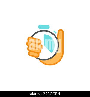 Tracking Time with a Hand Stopwatch for Efficiency Stock Vector