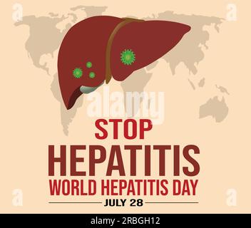 World Hepatitis Day on July 28 raises global awareness every year concerning hepatitis and encourages prevention, diagnosis, and treatment. Stock Vector