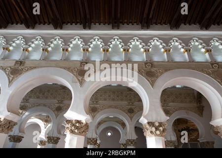 Multitude of arches in the main nave of the Toledo synagogue Stock Photo