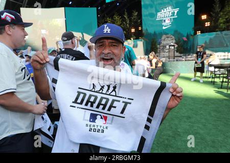 Seattle, United States. 09th July, 2023. A fan cheers prior to the start of the 2023 MLB Draft at Lumen Field in Seattle, Washington on Sunday, July 9, 2023. Photo by Aaron Josefczyk/UPI Credit: UPI/Alamy Live News Stock Photo