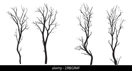 A set of silhouette Tree Branches vector illustration Stock Vector