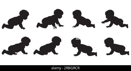A set of silhouette children climbing vector illustration Stock Vector