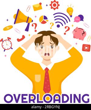 Overloading Vector Illustration with Busy work and Multitasking Employee to  Finish Many Documents or Digital Information in Hand Drawn Templates  25902240 Vector Art at Vecteezy