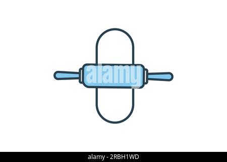 Rolling pin icon with dough . icon related to element of bakery, cooking, kitchen. Flat line icon style design. Simple vector design editable Stock Vector