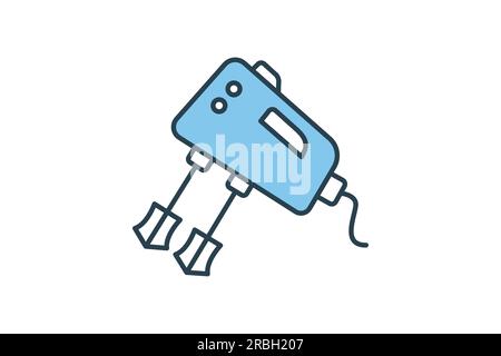 Electric mixer Icon. icon related to bakery, hand blender, electronic. Flat line icon style design. Simple vector design editable Stock Vector