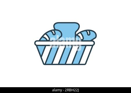 Bread basket icon. icon related to element of bakery. Flat line icon style design. Simple vector design editable Stock Vector