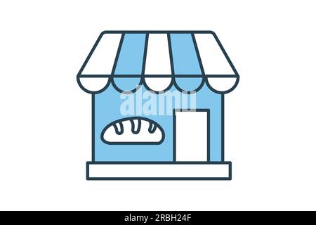 Bakery Store icon. Flat line icon style design. Simple vector design editable Stock Vector